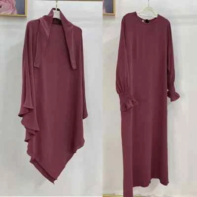 Fashionable and Loose 2 Piece Long Hijab Dress Prayer Clothes for Women Outfit - Image 1 of 4