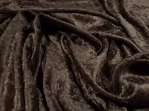 Panné Velour Velvet Crushed Dress Fabric, Per Metre - Plain - Brown - Picture 1 of 3