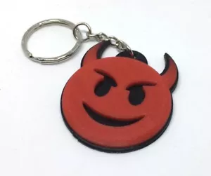 Diablo / Imp Cara Roja Llavero Bolsa Etiqueta / Llavero - Cara sonriente con cuernos Bolsa Etiqueta - Imagen 1 de 2