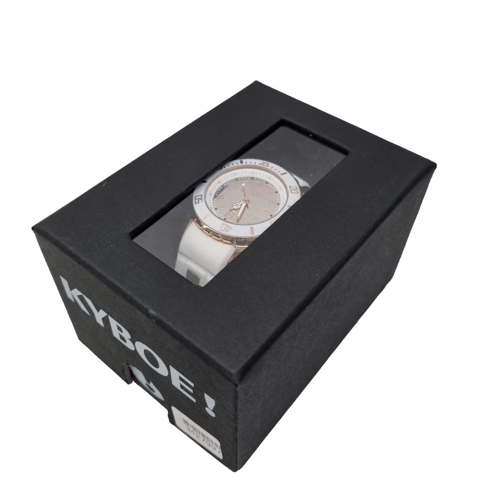 ¡KYBOE! Nuevo reloj de pulsera Giant 40 iluminado cuarzo blanco y oro rosa correa de plástico Foto 1 de 4