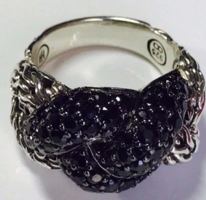 DAMEN JOHN HARDY KLEINER GEFLOCHTENER .925 STERLINGSILBER RING MIT SAPHIR GRÖSSE 7 - Bild 1 von 5