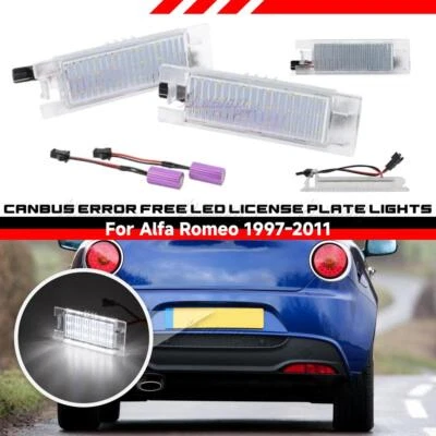 2xLED License Number Plate Light For Alfa Romeo 147 156 159 Giulietta MiTo Fiat - Image 1 of 4