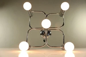 Sculptural Ceiling Fixture Lamp Flush Mount Leola Sciolari Chrome 60's 70's - Picture 1 of 10