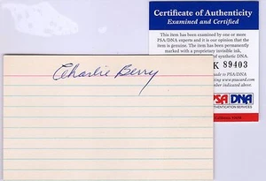 CHARLIE BERRY PSA/DNA AUTO INDEX CARD SIGNATURE - MLB & NFL PLAYER D.1972 - T792 - Bild 1 von 2