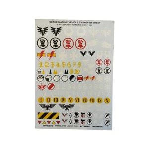 Space Marine Vehicle Decal Transfer Sheet - Warhammer 40k - Foto 1 di 1