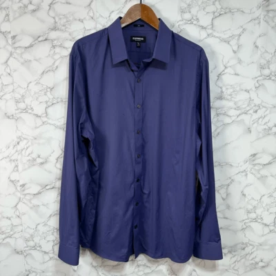 Express Men’s Performance Tech Dress Shirt sz XXL 18-18.5 Purple #F486 - Image 1 of 4