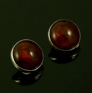 N. E. From. Sterling Silver Ear Clips with Amber. 1960s - Picture 1 of 3