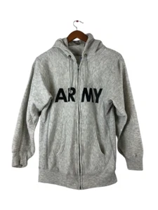 De Colección M Champion Tejido Inverso Ejército de EE. UU. Cremallera Completa Sudadera con Capucha Gris Militar - Imagen 1 de 6