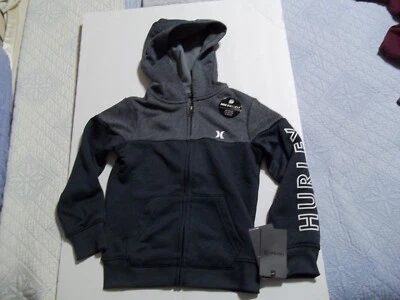 Nuevo Hurley Talla 4 Niños Cremallera Cremallera Frontal Brezo Negro Pista Sudadera con Capucha Chaqueta Foto 1 de 2