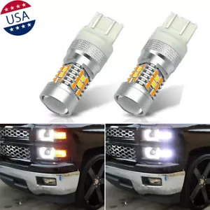 2x 7443 Switchback LED Turn Signal Light Bulbs For 14-20 Chevy Silverado 1500 - Picture 1 of 10