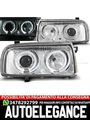 FARI ANTERIORI ANGEL EYES CROMATI adatti compatibili per VW VENTO 01.92-08.98 - Immagine 1 di 3