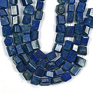 Natural Lapis lazuli Gemstone Beads 16 Inch Strand 8X10-8X12MM Faceted Rectangle - Picture 1 of 4