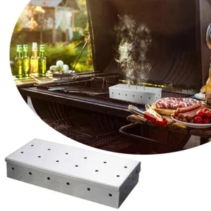 Barbecue Stainless Steel Smoker Box For Gas Grill or Charcoal Grill - Picture 1 of 11