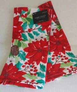 Juego de 2 toallas de mano ROBERT STANLEY nuevas flores de algodón de Navidad flor de pascua - Imagen 1 de 5