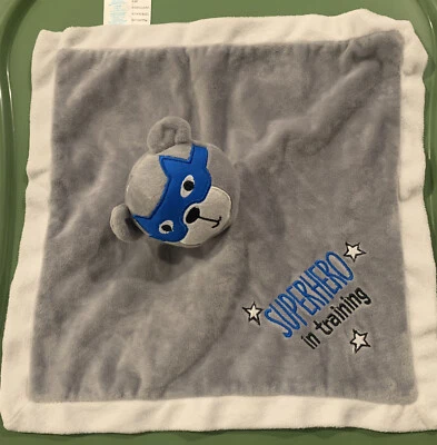 Nursery Rhyme Baby Lovey Boy Superhero In Training Bear Security Blanket 13”x13” - Imagem 1 de 4