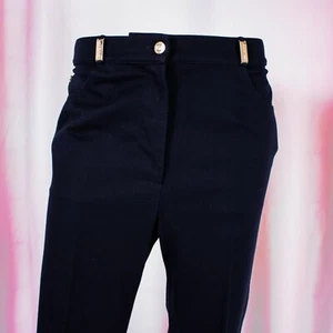 ST. JOHN dunkelblau einfarbig gold SJ Logo Gürtelschlaufen Damen Jeans Hose Gr. M 36 - Bild 1 von 12