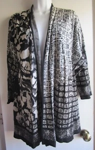 ZOZO Nordstrom's Black Off-White Geometric Open Cardigan Sz L - Picture 1 of 4