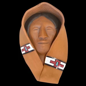 Large Pottery Mask by Ann Graffy, 8" Tall - Picture 1 of 5