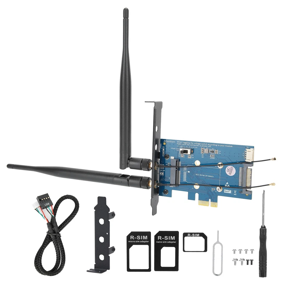 Wireless Dual Band Adapter With SIM Card Holder Mini PCI-E To PCI-E 1X Netwo Hot - Bild 1 von 4