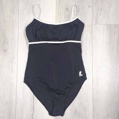 Maiô Disney Mickey Mouse feminino grande preto branco logotipo peça única - Imagem 1 de 4