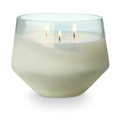 NEW $72 Illume XL 3 Wick Fresh Sea Salt Baltic Glass Blue Candle - Holiday Gifts - Image 1 of 4