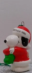 Vintage Peanuts Snoopy Stocking Ceramic Ornament Nice Condition - Picture 1 of 6