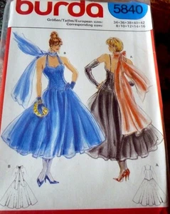 *Vintage EVENING DRESS Burda European Sewing Pattern 8-10-12-14-16 Uncut - Picture 1 of 1