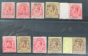 Turks & Caicos Islands George V 1917-18 War Tax stamps MH - Picture 1 of 1