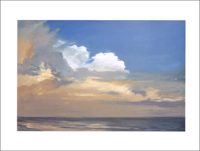 Imagen de pintura al óleo de California del océano Pacífico con impresión vintage de la tarde a la luz del sol 2000 Foto 1 de 3