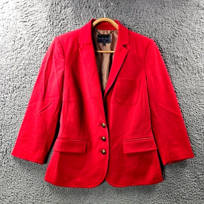 Vintage Sportscraft Womens Blazer Jacket Size 6 Red Wool Blend 3/4 Sleeve Collar - Image 1 of 4