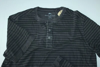 Camiseta Tommy Bahama Tidelands Henley Onyx Negra ST225445 Nueva SS Mediana M Foto 1 de 4