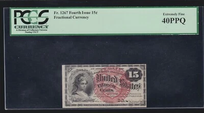 US 15c Fractional Currency Note w/ Seal Plate #9 Capture FR 1267 PCGS 40 PPQ XF - Image 1 of 2