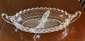 Vintage Fostoria American Crystal 12" Divided Relish Dish Boat Cubes #5307 Bowl - Picture 1 of 9
