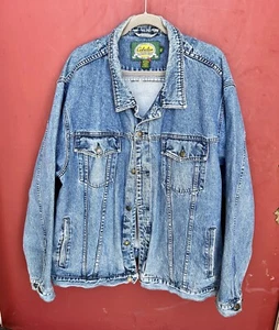 Cabela’s Cotton Denim Jacket Men’s Distressed Blue size 2XL/Tall- Jean - Picture 1 of 8