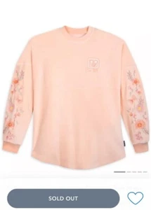 Disney Spirit Jersey Kids L 11/12 Peach Floral Embroidered Sweatshirt EUC - Picture 1 of 10