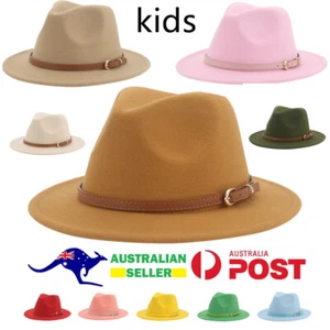 NEW Kids Cotton Blend Felt Fedora Hats Sunshade Kids Sun Hat Kids Caps Brim Hat - Picture 1 of 22