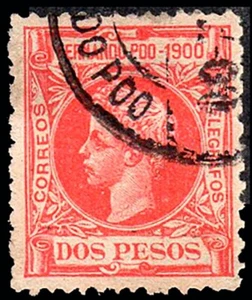 Fernando Poo - Edi o 93 - 1900 - Alfonso XIII - 2 Pesos - Conservación habitual - Imagen 1 de 1