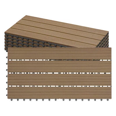 6 Stk. WPC Klickfliese Terrassenfliesen Kunststoff Fliesen Holzoptik 60 x 30 cm  - Bild 1 von 4