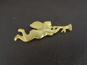 Goldfarbener Weihnachtsengel mit Trompetennadel - Bild 1 von 3