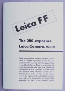Leica FF 250 Exposure Camera Instruction Pamphlet...High Quality Reproduction  - Picture 1 of 3