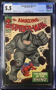 AMAZING SPIDER-MAN #41, CGC 5.5, 1st Appearance of THE RHINO (1966) - Picture 1 of 2