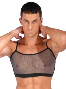 Canotta reggiseno uomo smanicata schiena a Y muscoli mezza crop top fitness palestra sport - Foto 1 di 93