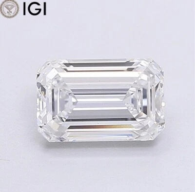 E Color VVS2 Clarity 1.50 CT. CVD Lab Grown Diamond Emerald Shape IGI Certified - Image 1 of 4