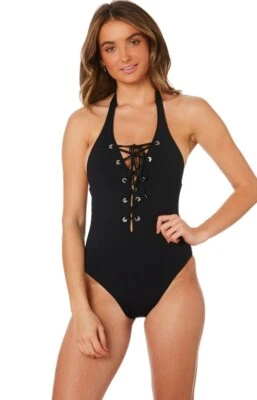 Traje de baño de una pieza SEAFOLLY halter con cordones Maillot talla 6 US / 10 AU 151456 Foto 1 de 2