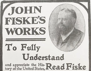 JOHN FISKE'S WORKS Vtg 1902 Book Offer Print Ad w/the American Historian's Photo - Picture 1 of 2