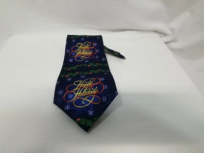 Steven Harris Navy Base Men's Happy Holidays Handmade Necktie Christmas - Image 1 of 4