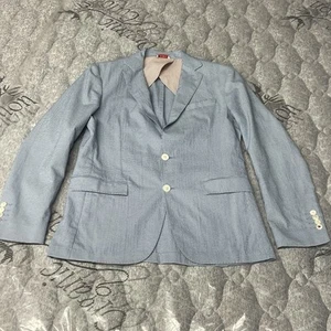 Brooks Brothers Red Fleece Blazer Micro Check Jacket Blue Cotton Stretch Men 38R - Picture 1 of 16
