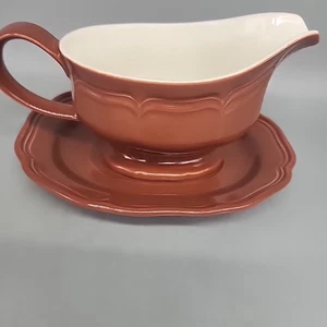 Mikasa Color Classics True Terracotta Gray Boat & Plate Japan Ceramic C-3850 - Picture 1 of 6