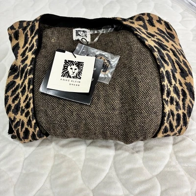 NWT Anne Klein Cardigan Womens M Leopard Print Knit Long Sleeve Belted Midi Chic - Image 1 of 4