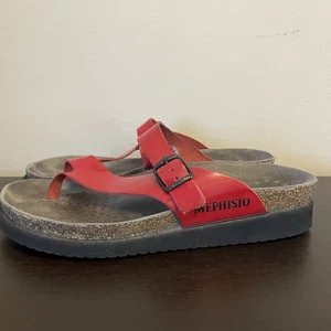 Mephisto Helen Sandalen rot Leder Zehenschlaufe Größe EU 40 / US 9 - Bild 1 von 14